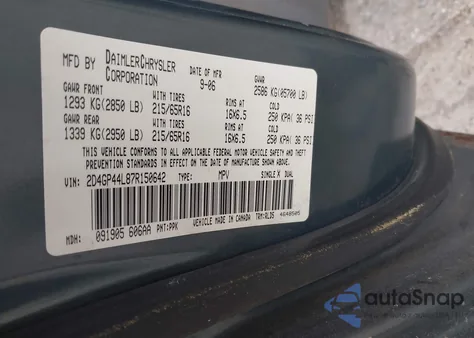 2007 Dodge Grand Caravan Sxt z USA, uszkodzony, nr VIN 2D4GP44L87R150642